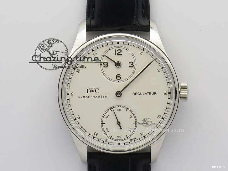 MIROTIME 0127 Effortless Portuguese IW544404 SS White Dial On Black Leather Strap A 7257